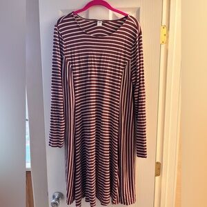 Old Navy Maroon and White Striped Dress